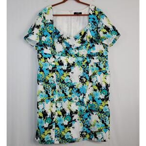 Alex Marie floral sheath dress size 22W white multi church office wedding career